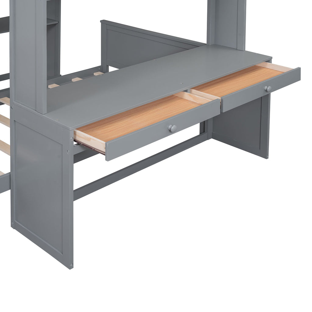 Multifunctional Loft Bed with Separate Lower Bed and Workspace