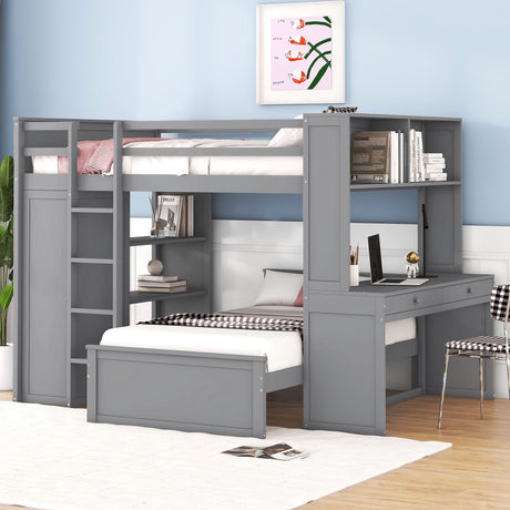 Multifunctional Loft Bed with Separate Lower Bed and Workspace
