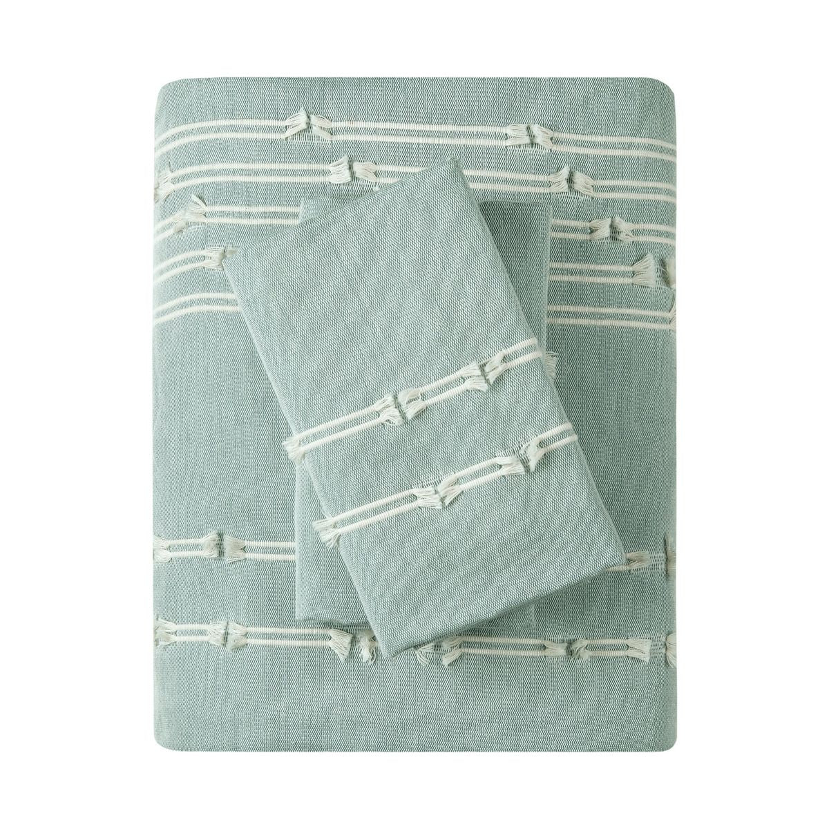 Reversible Aqua Jacquard Duvet Cover Set
