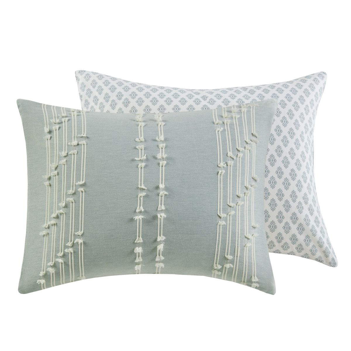 Reversible Aqua Jacquard Duvet Cover Set
