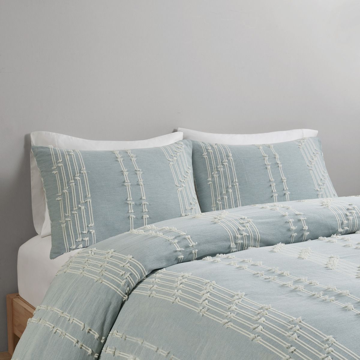 Reversible Aqua Jacquard Duvet Cover Set