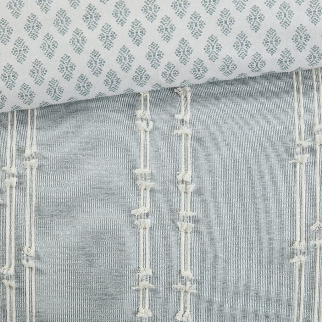 Reversible Aqua Jacquard Duvet Cover Set
