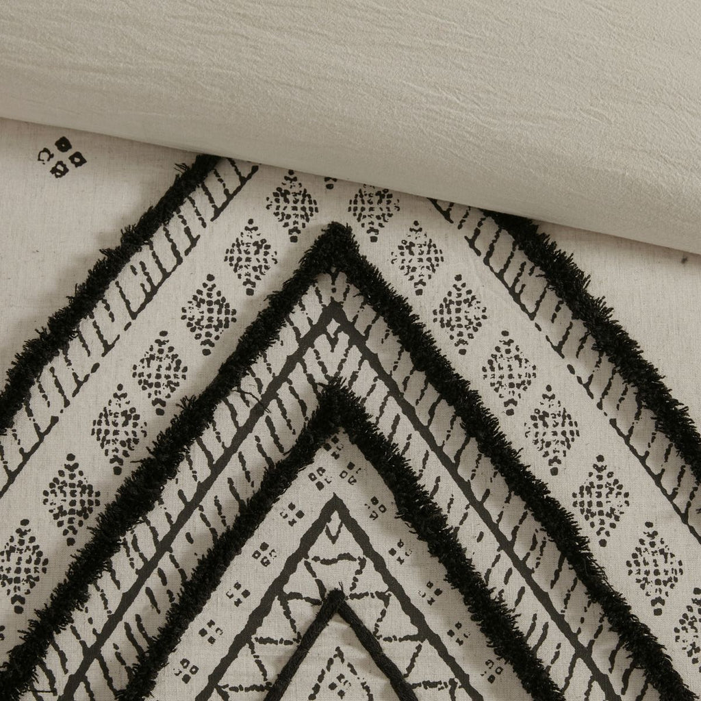 Modern Boho Black Diamond Three-Piece Duvet Cover Set