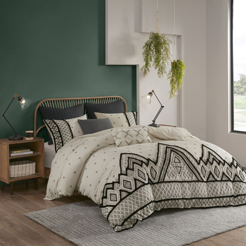 Modern Boho Black Diamond Three-Piece Duvet Cover Set