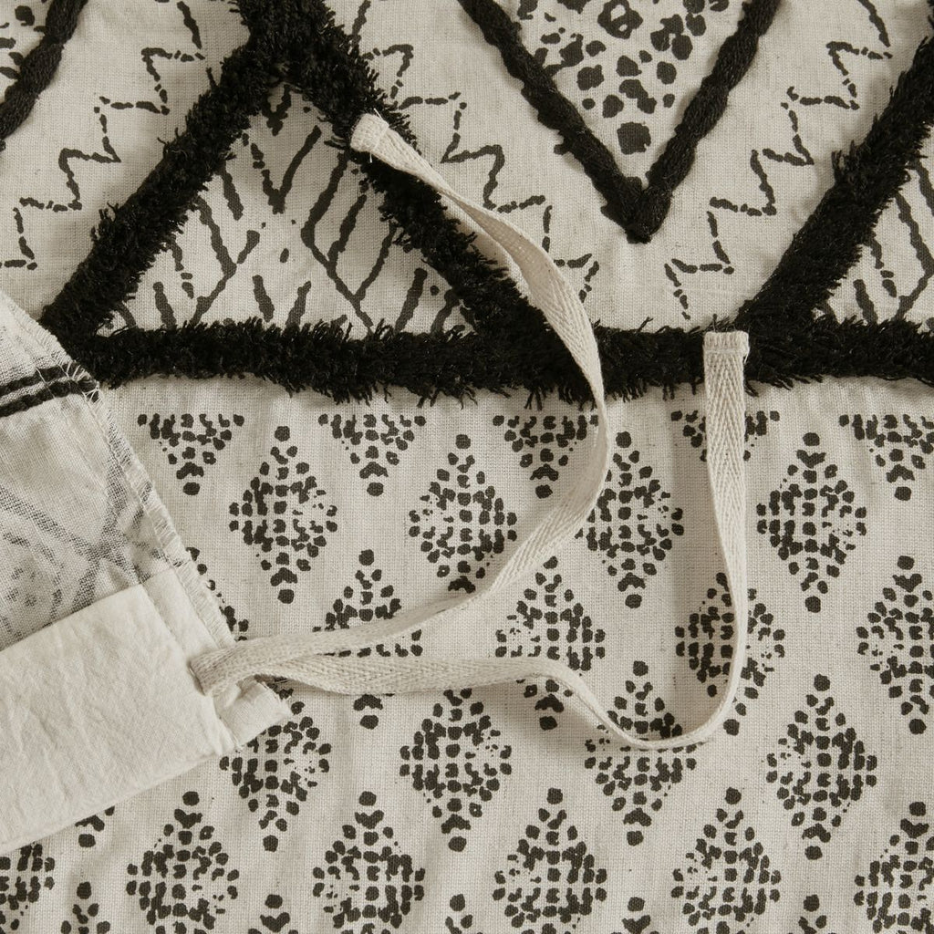 Modern Boho Black Diamond Three-Piece Duvet Cover Set