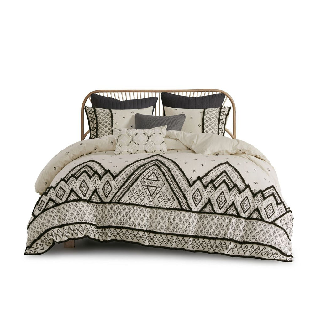 Modern Boho Black Diamond Three-Piece Duvet Cover Set