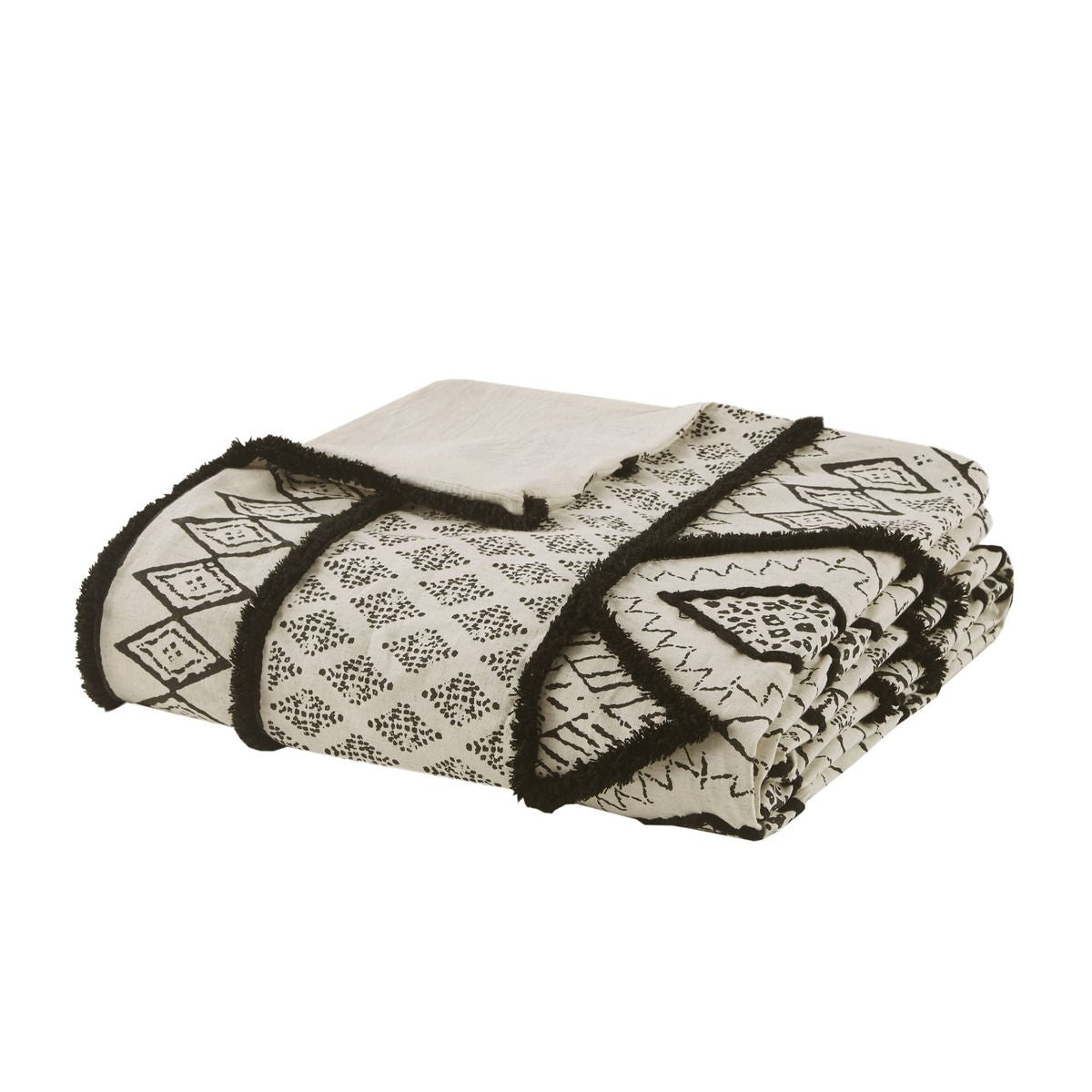 Modern Boho Black Diamond Three-Piece Duvet Cover Set