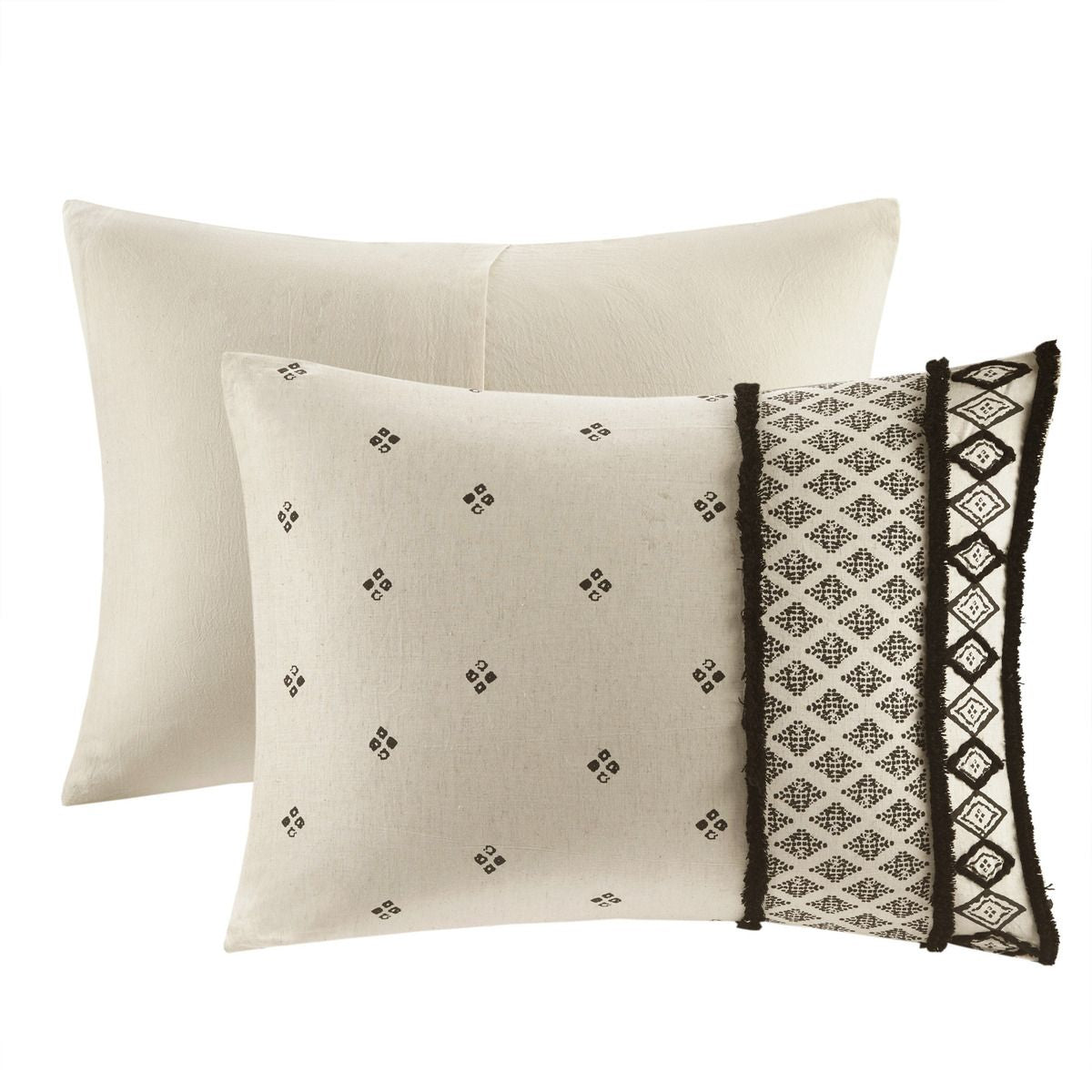 Modern Boho Black Diamond Three-Piece Duvet Cover Set