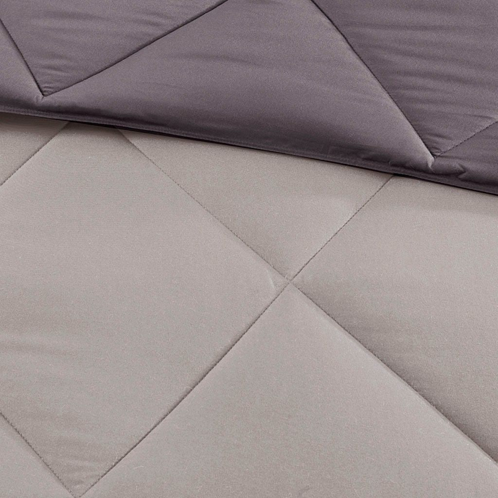 Reversible Diamond-Quilted Down-Alternative Comforter Set