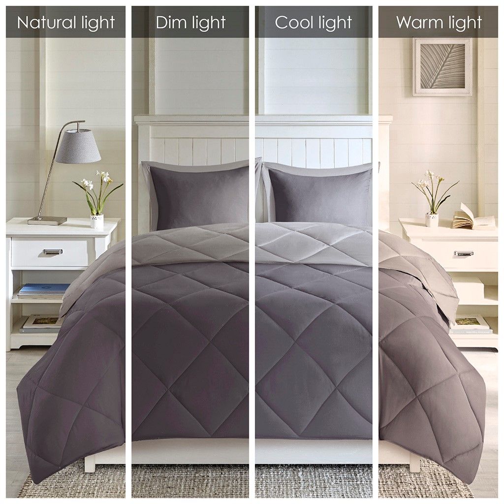 Reversible Diamond-Quilted Down-Alternative Comforter Set