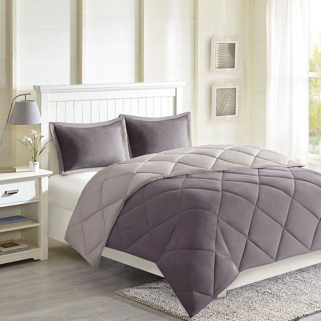 Reversible Diamond-Quilted Down-Alternative Comforter Set