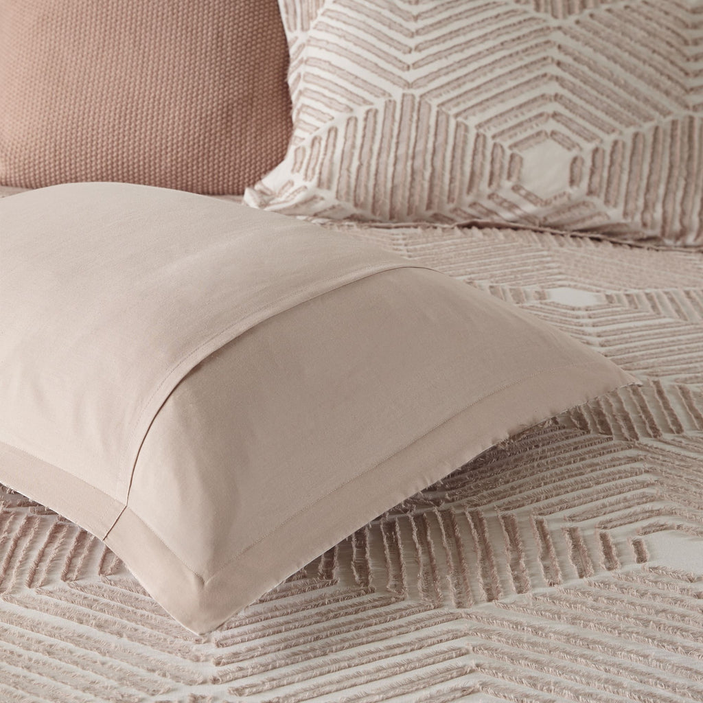 Blush Geometric Jacquard Duvet Cover Set