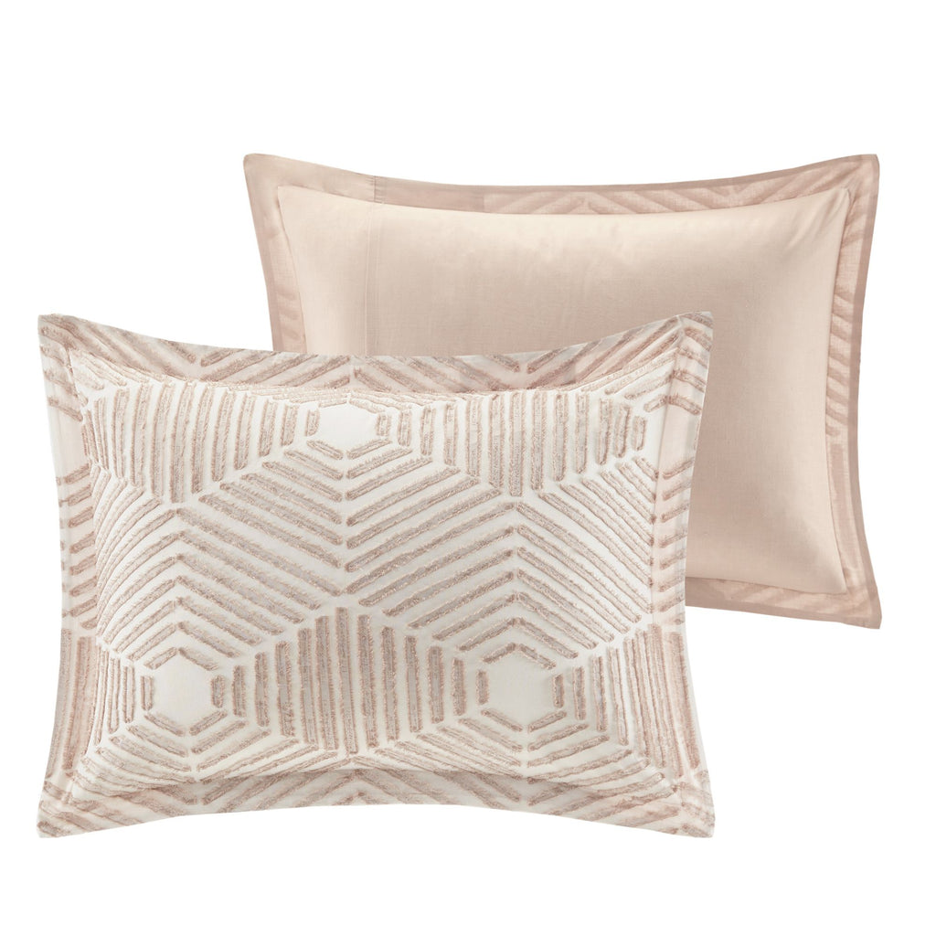 Blush Geometric Jacquard Duvet Cover Set