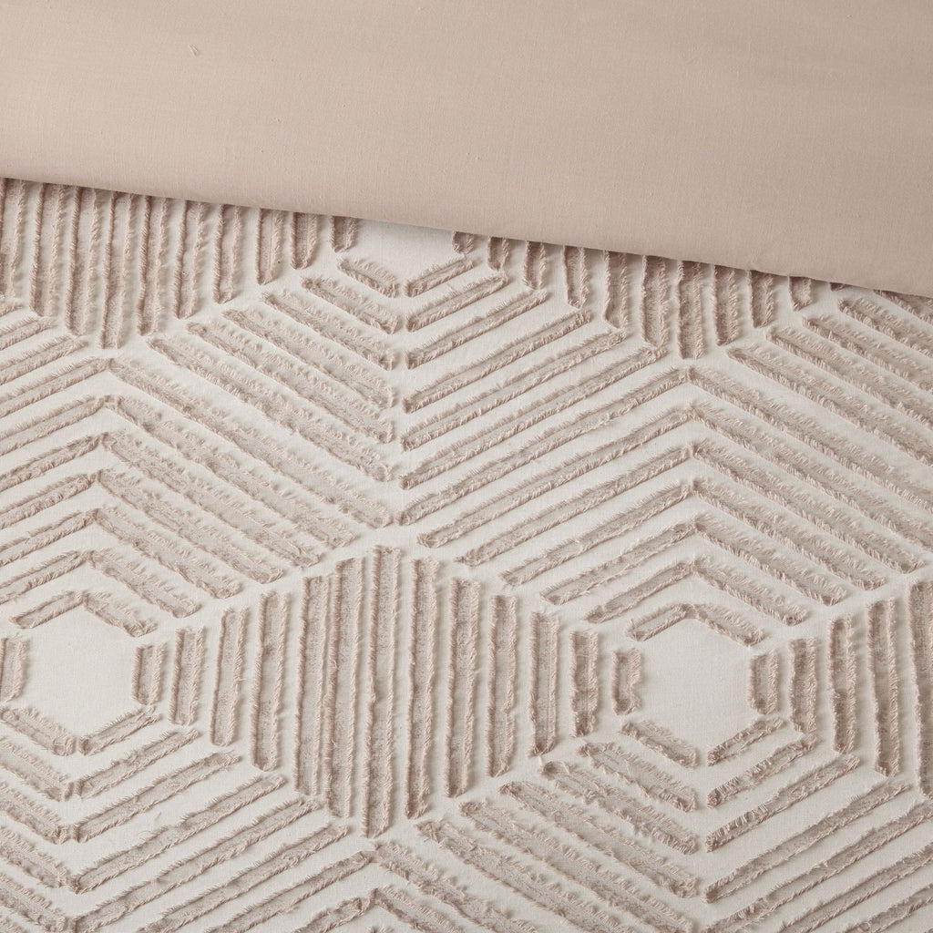 Blush Geometric Jacquard Duvet Cover Set
