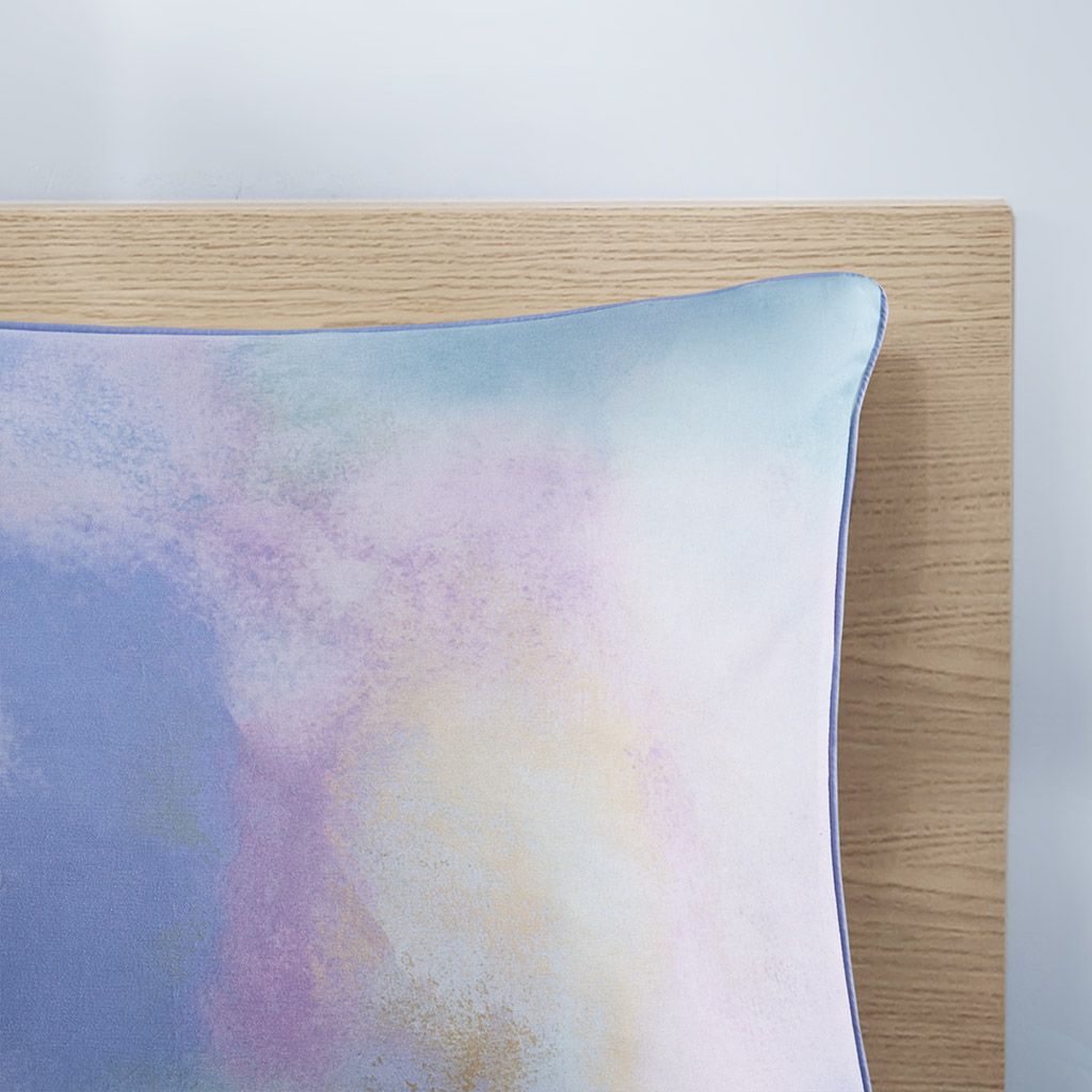 Watercolor Tie-Dye Comforter Set with Furry Accent Pillow