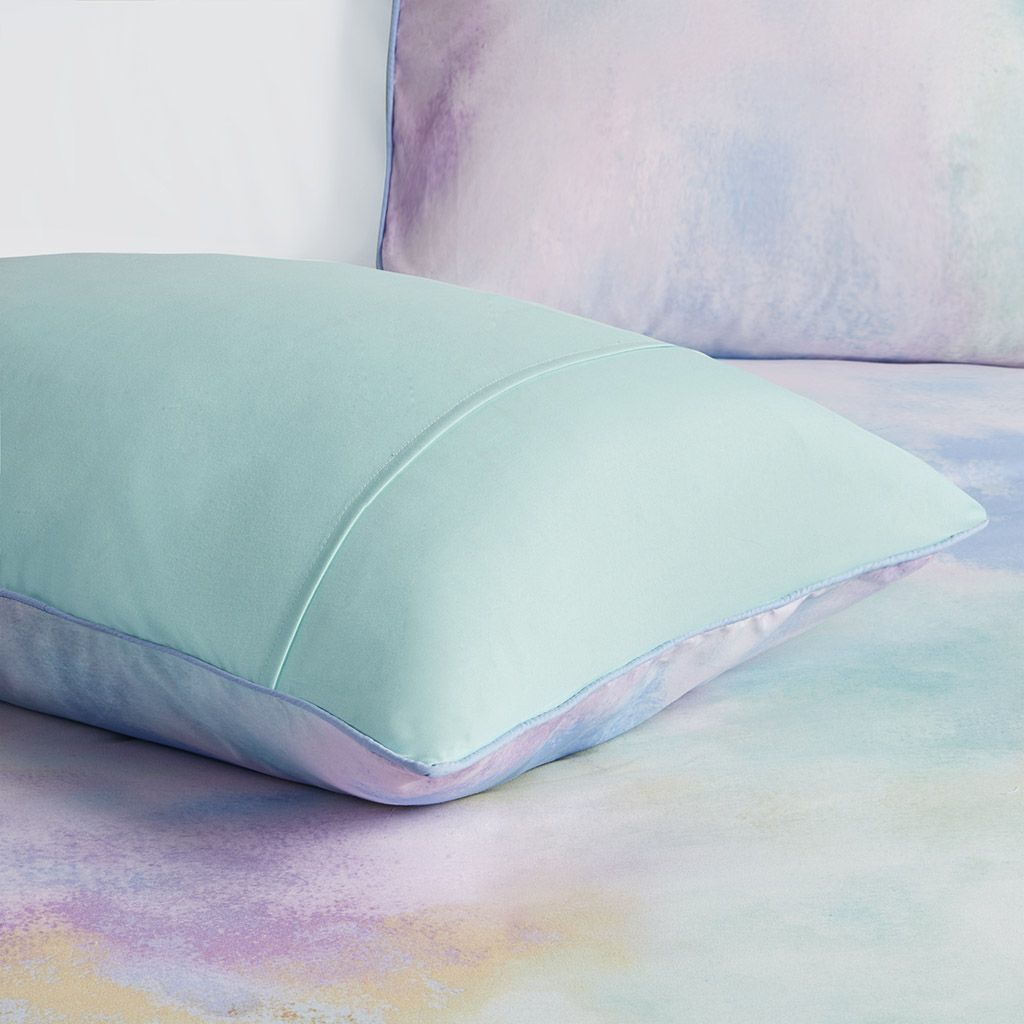 Watercolor Tie-Dye Comforter Set with Furry Accent Pillow