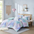 Watercolor Tie-Dye Comforter Set with Furry Accent Pillow
