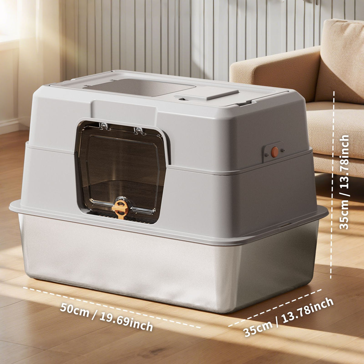 Fully Enclosed Cat Litter Box with Dual Access