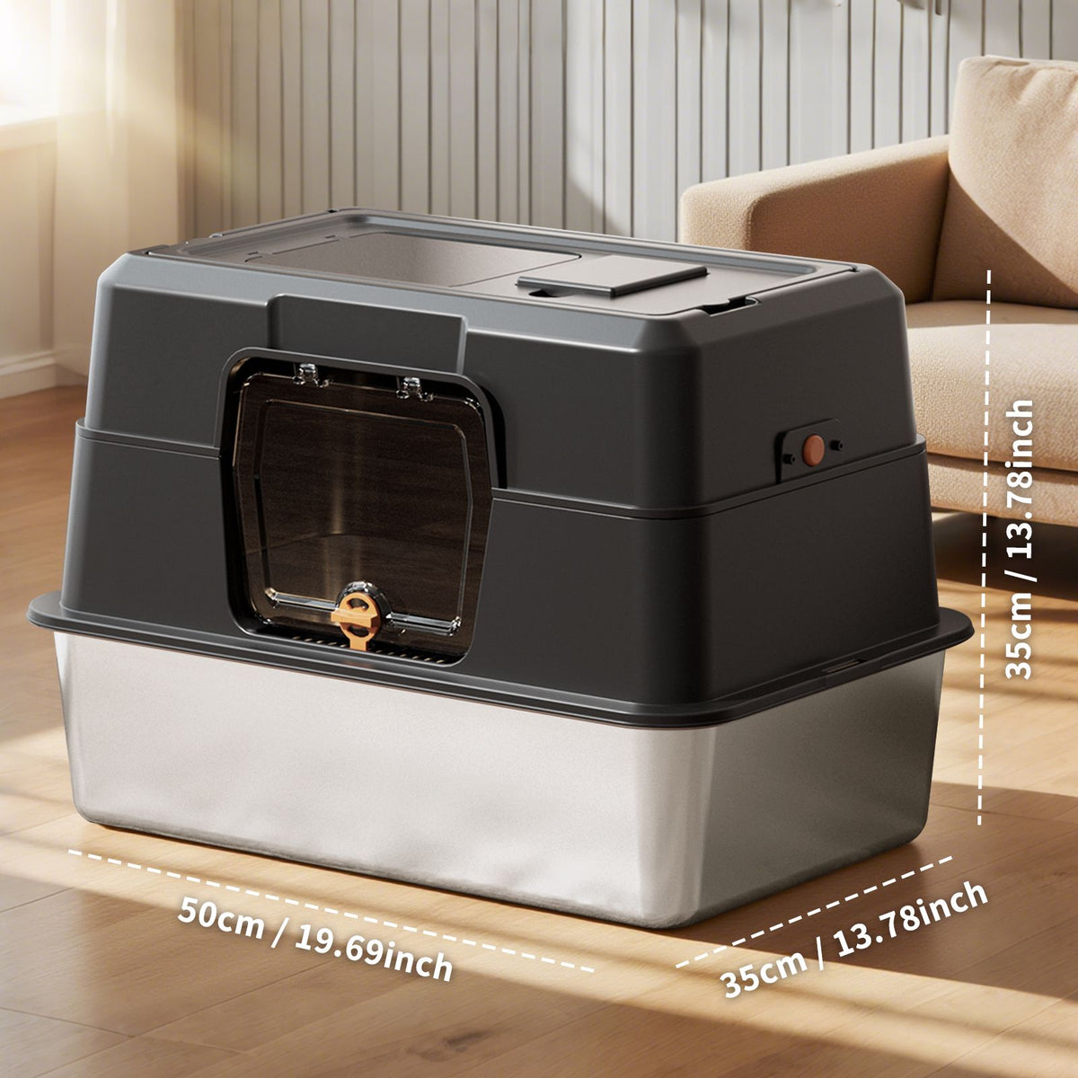 Fully Enclosed Cat Litter Box with Dual Access