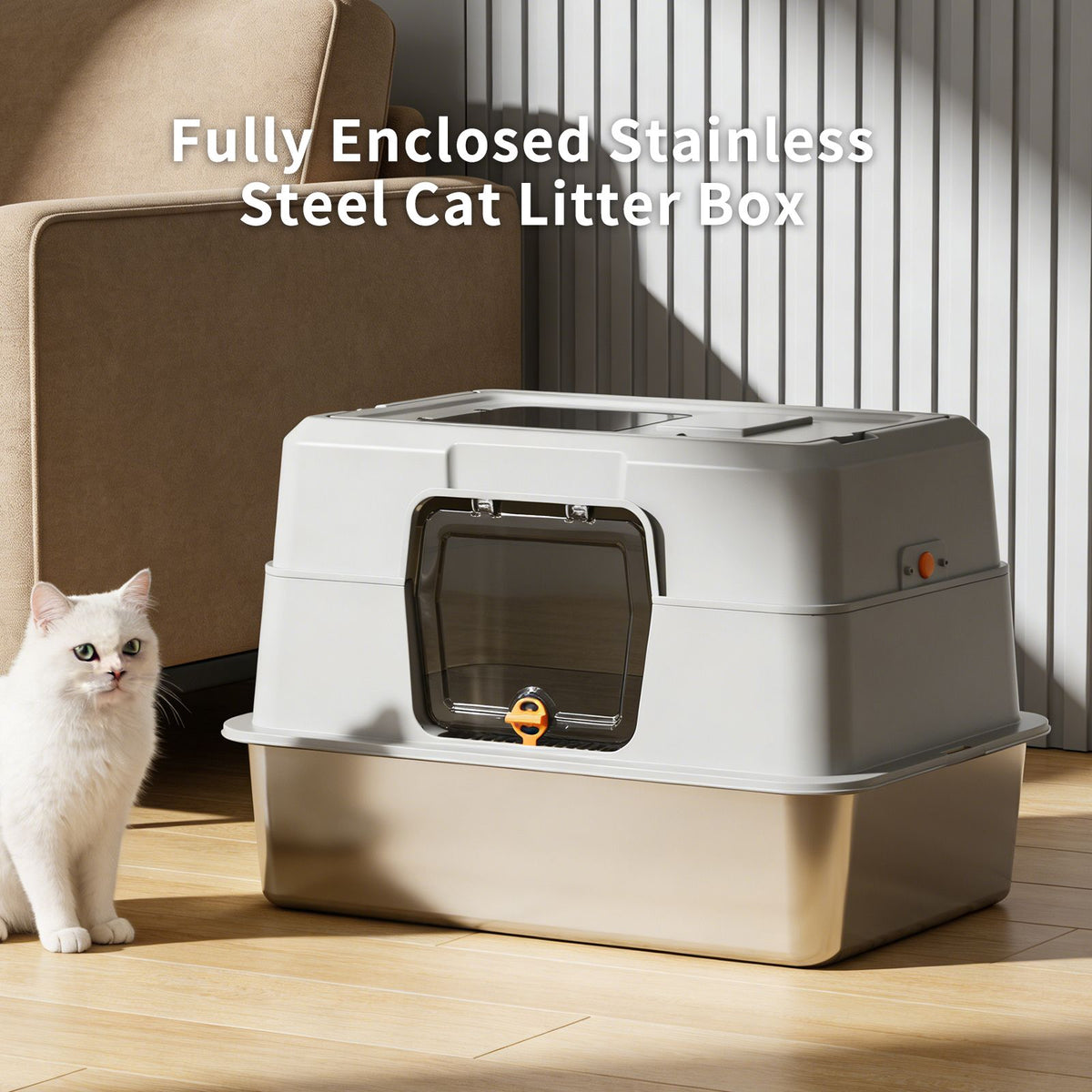 Fully Enclosed Cat Litter Box with Dual Access