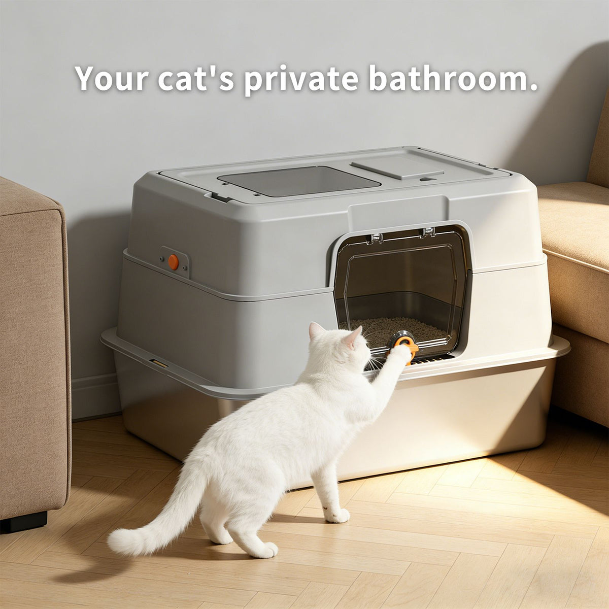 Fully Enclosed Cat Litter Box with Dual Access