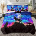 Galaxy Wolf Howling Comforter Set
