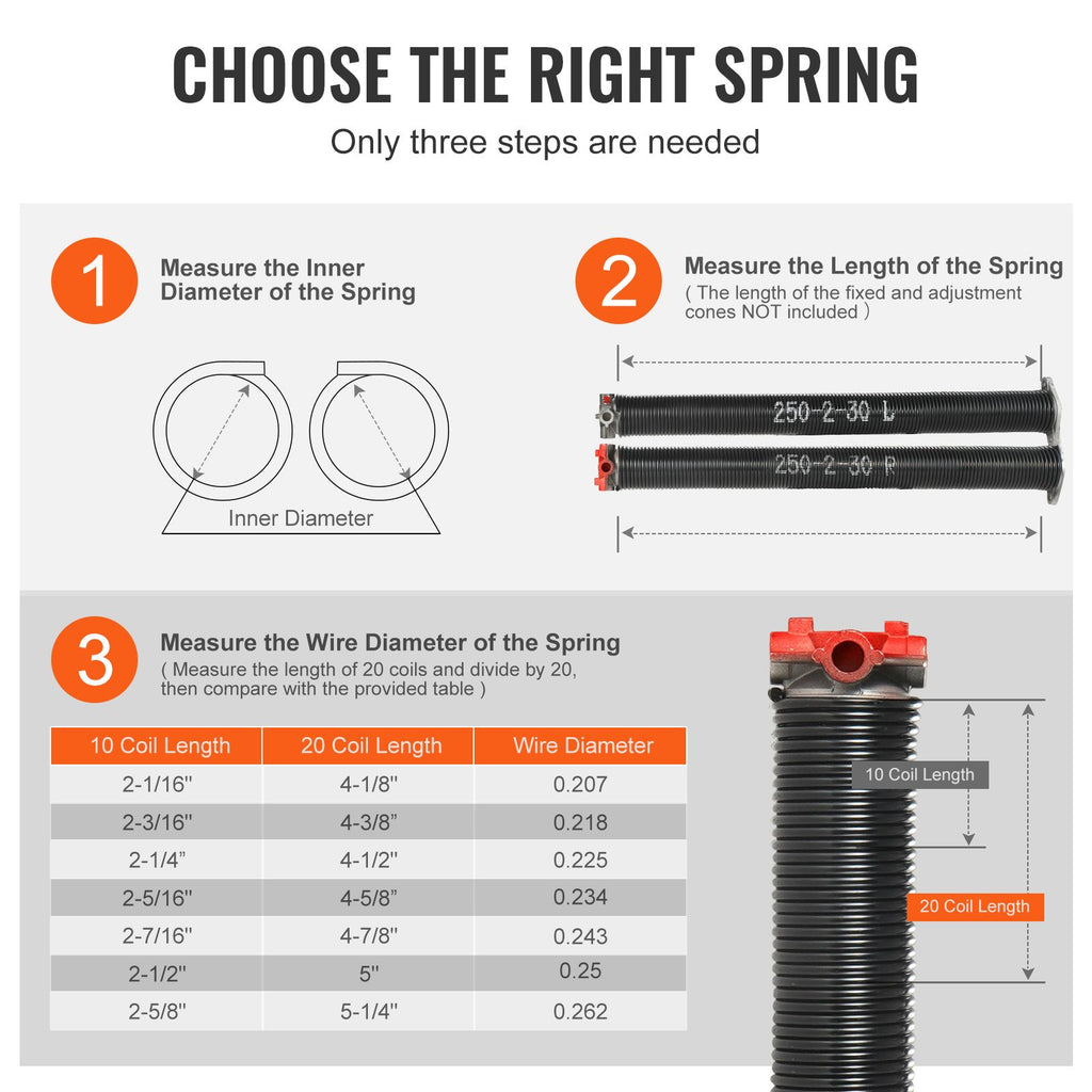 16000-Cycle Garage Door Torsion Springs with Full Installation Kit