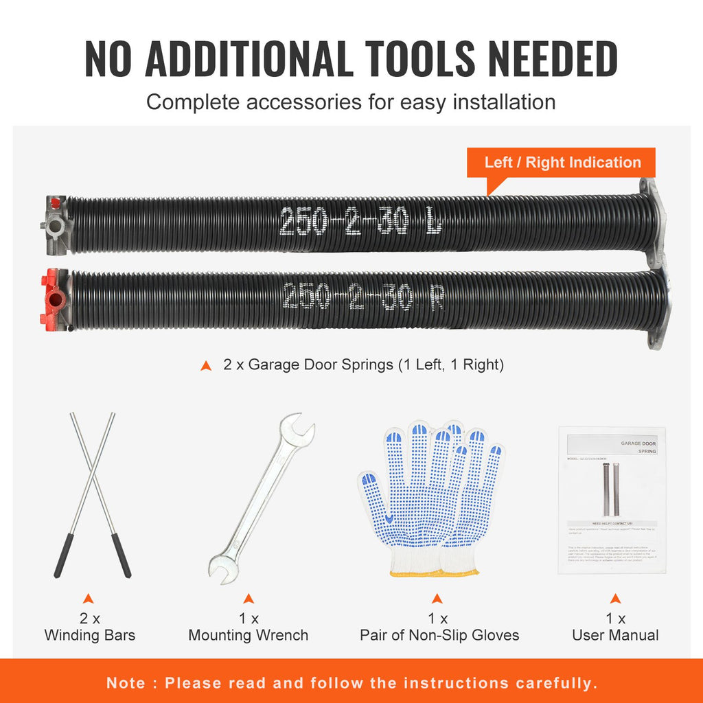 16000-Cycle Garage Door Torsion Springs with Full Installation Kit