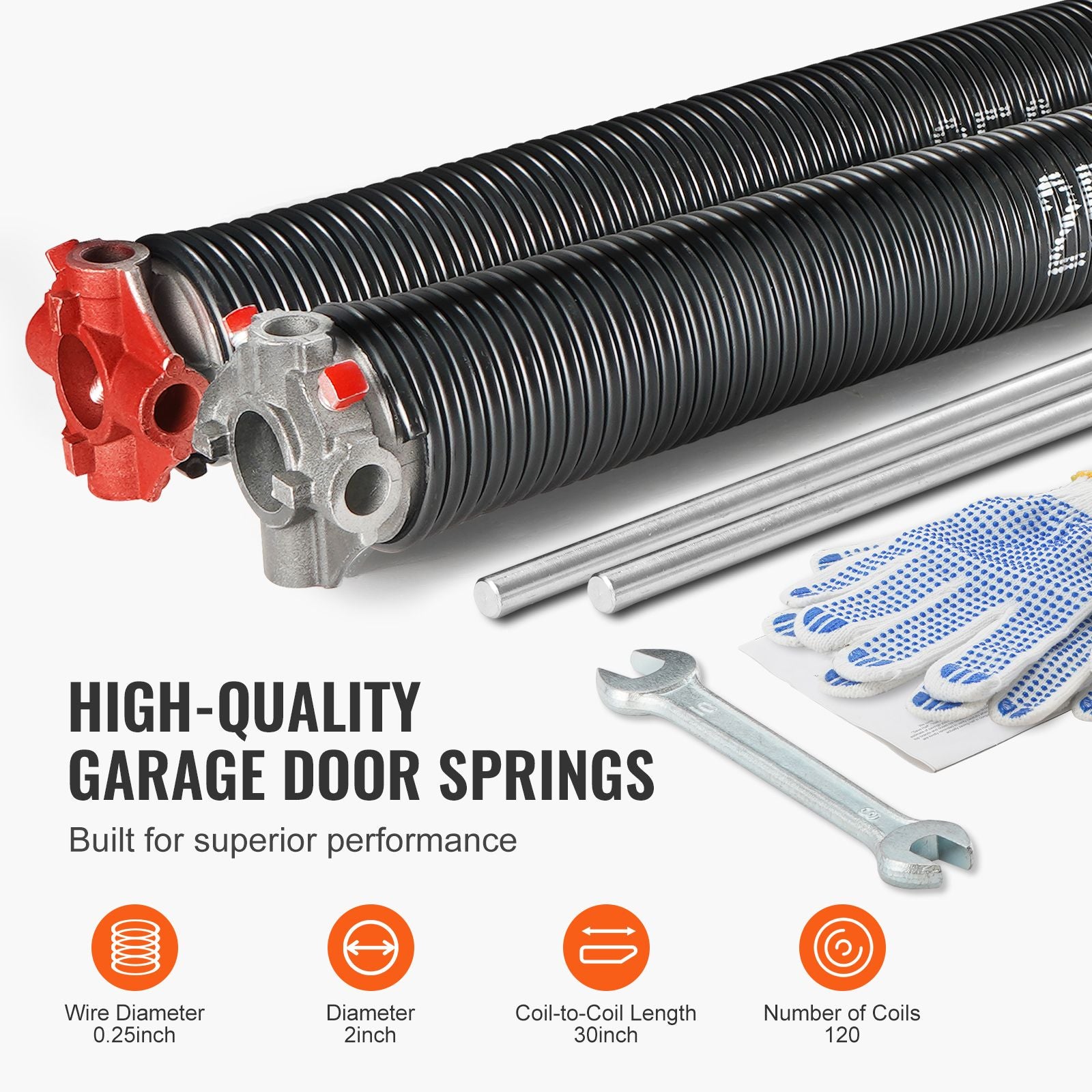 16000-Cycle Garage Door Torsion Springs with Full Installation Kit