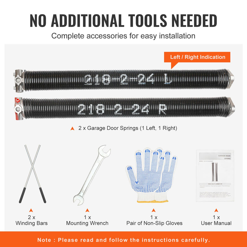 Garage Door Torsion Springs Pair - with Winding Bars and Gloves
