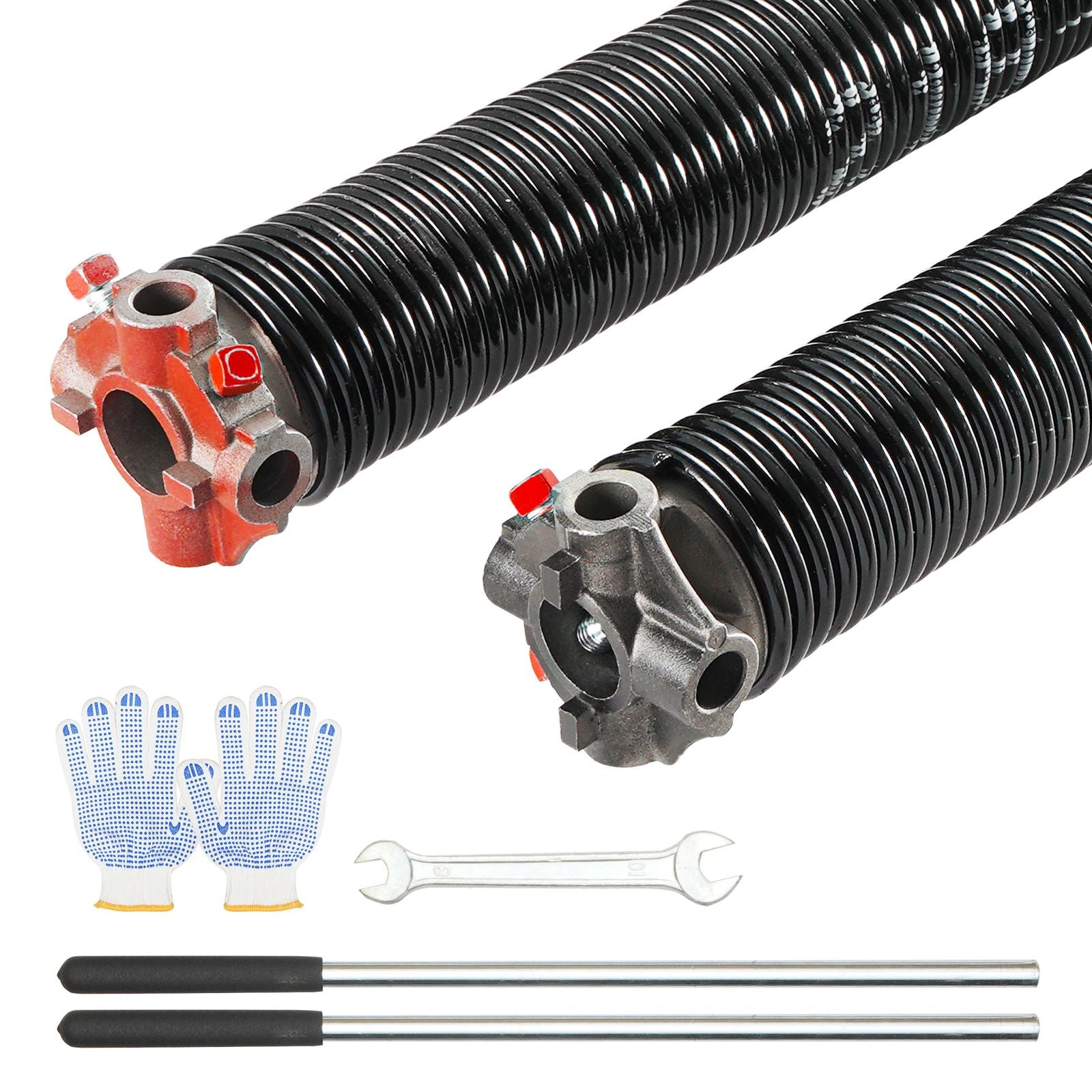 Garage Door Torsion Springs Pair - with Winding Bars and Gloves