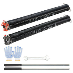 Garage Door Torsion Springs Pair - with Winding Bars and Gloves