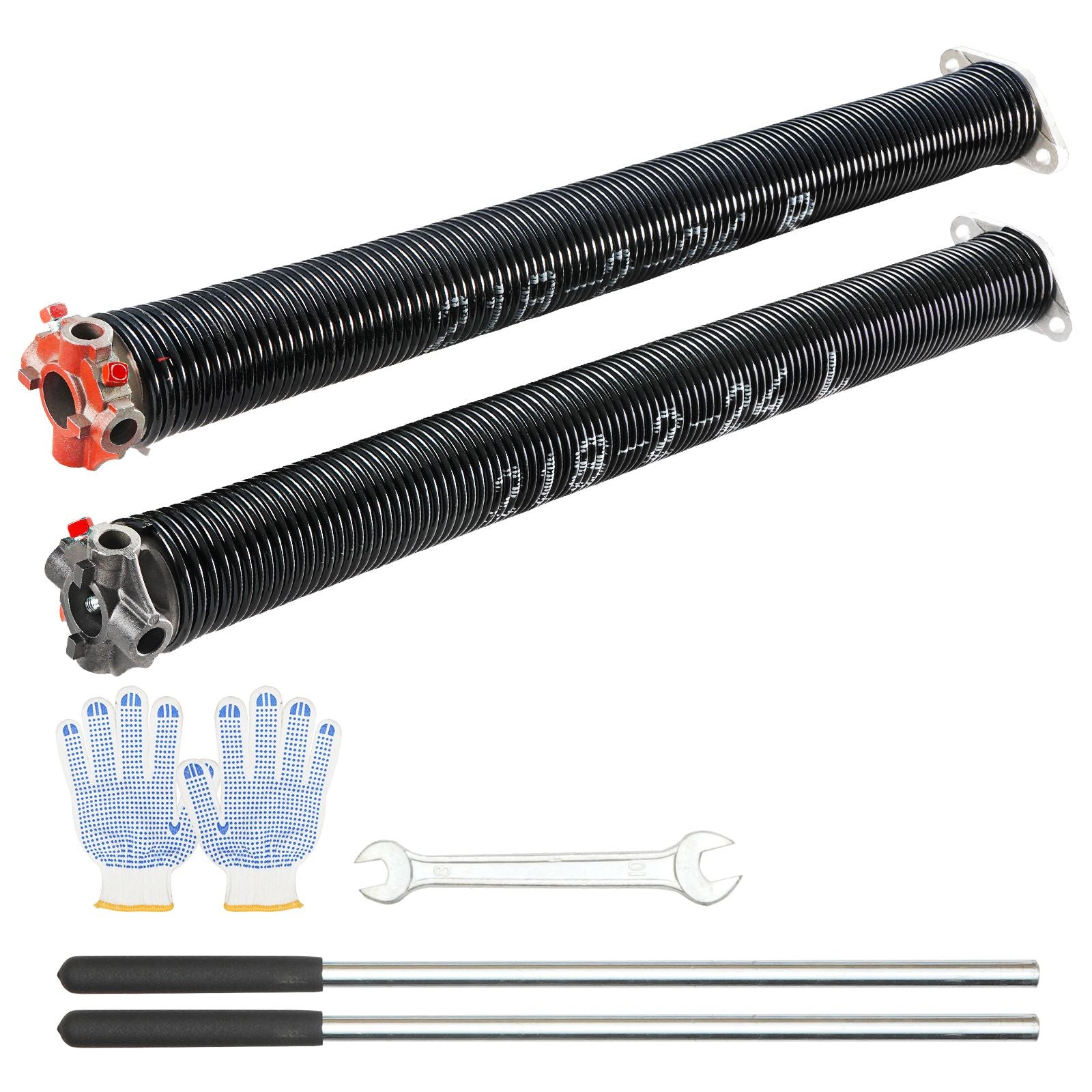 Garage Door Torsion Springs Pair - with Winding Bars and Gloves