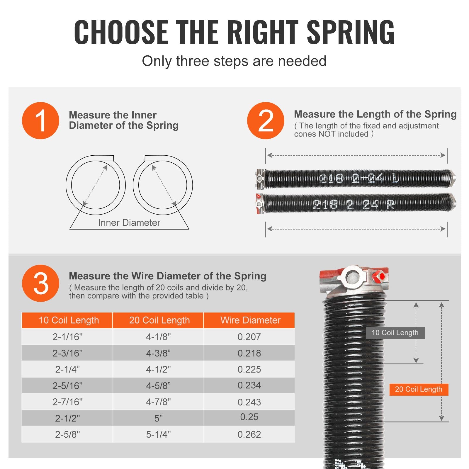 Garage Door Torsion Springs Pair - with Winding Bars and Gloves