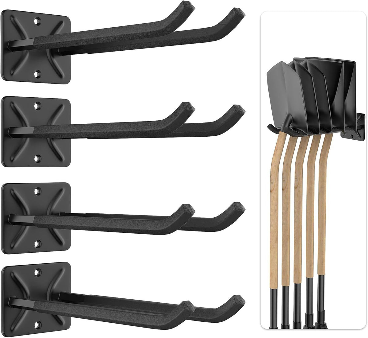 practical Wall Mount Garage Storage Hooks - Tool Organizer for Tires, Ladders & Garden Tools (4 Pack)