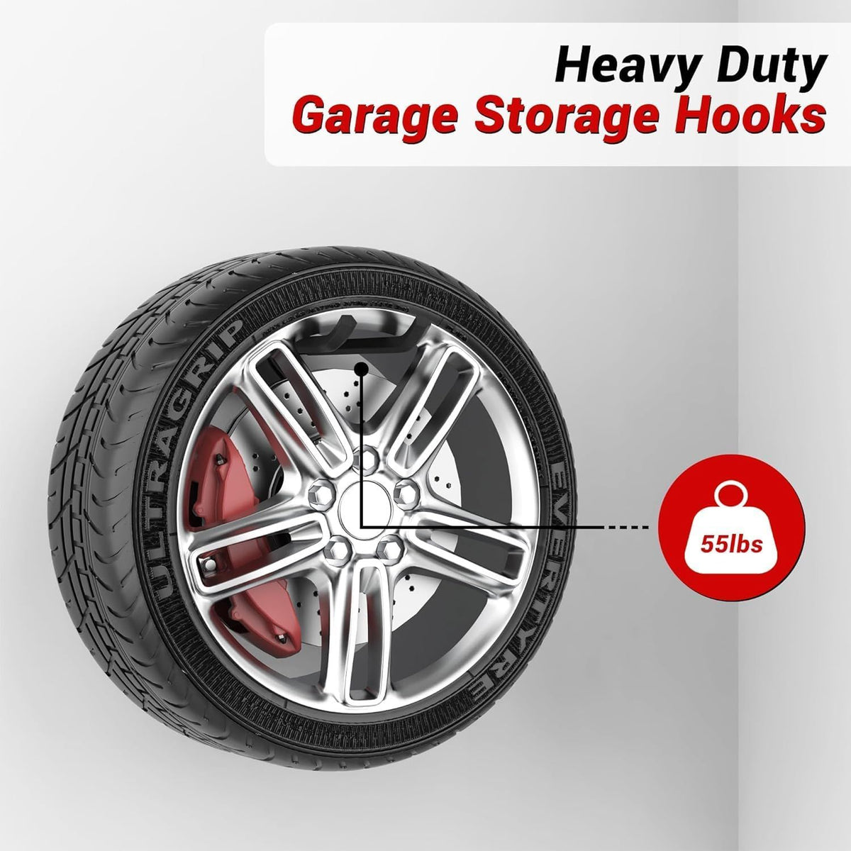 practical Wall Mount Garage Storage Hooks - Tool Organizer for Tires, Ladders & Garden Tools (4 Pack)