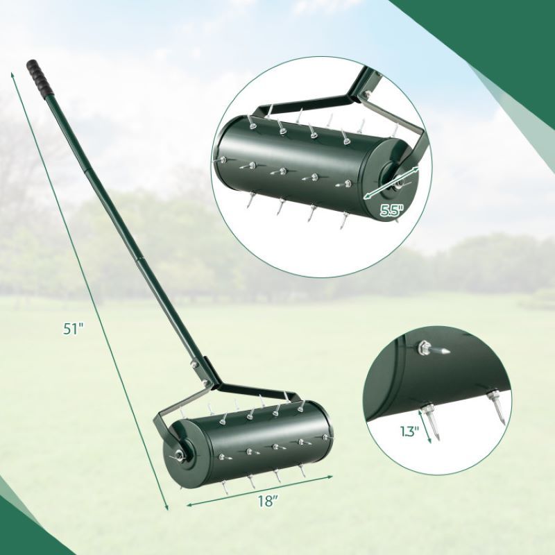 Rolling Manual Lawn Aerator with Detachable Handle