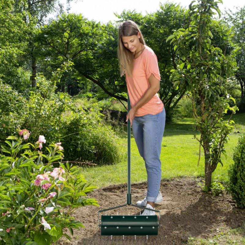 Rolling Manual Lawn Aerator with Detachable Handle