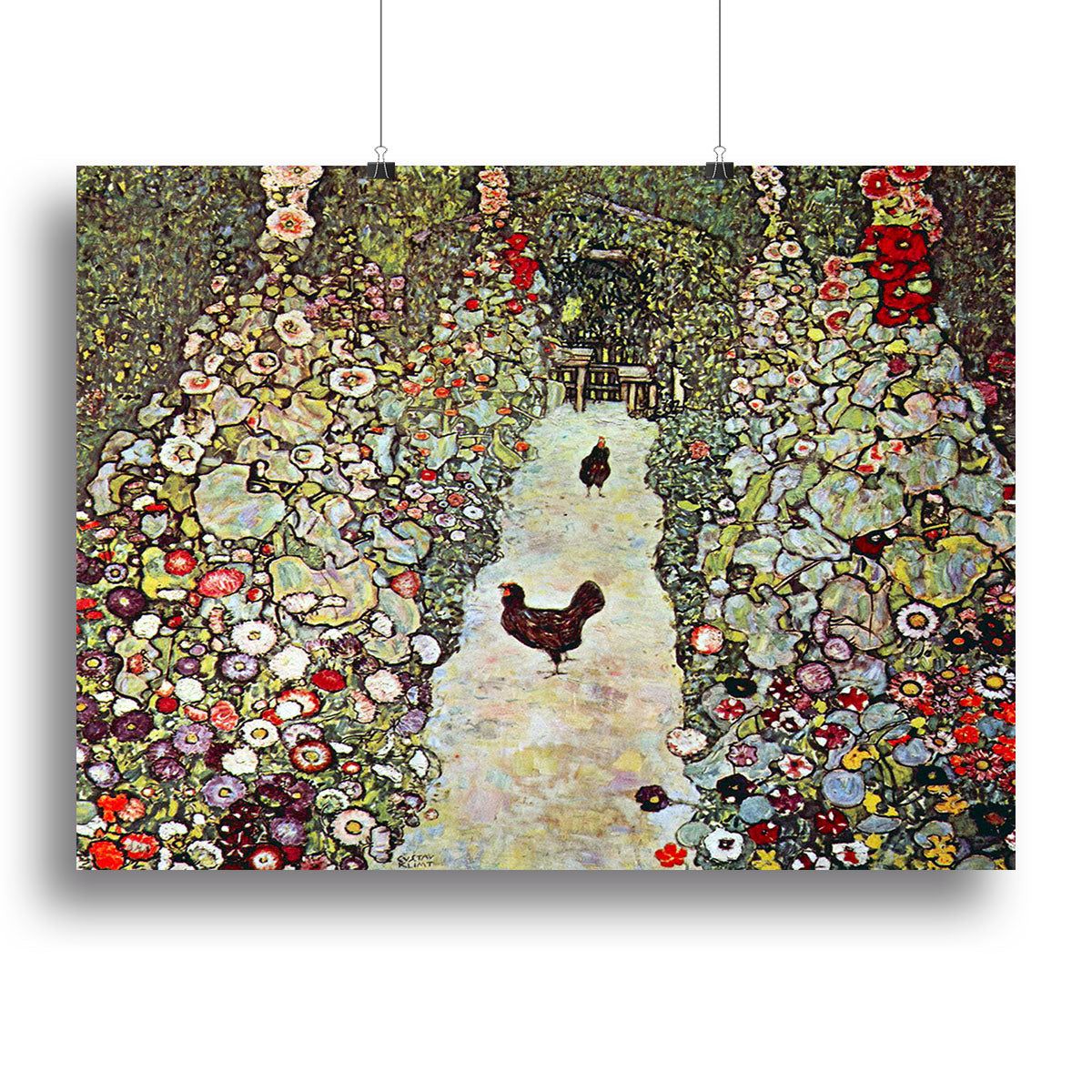 Garden Path with Chickens by Klimt Wall Art - 12" x 8" / 30cm x 20cm (approx) / Standard Framed Canvas Print
