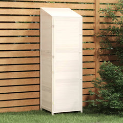Rustic White Garden Tool Storage Shed