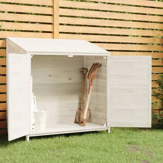 Rustic White Garden Shed for Outdoor Equipment