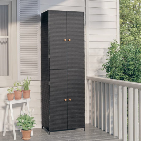 Water-Proof Poly Rattan Garden Storage Cabinet with 4 Compartments