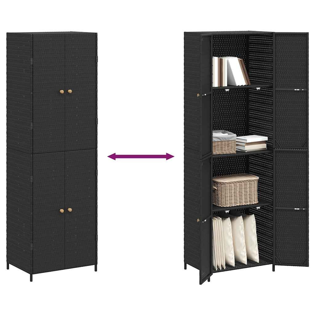 Water-Proof Poly Rattan Garden Storage Cabinet with 4 Compartments