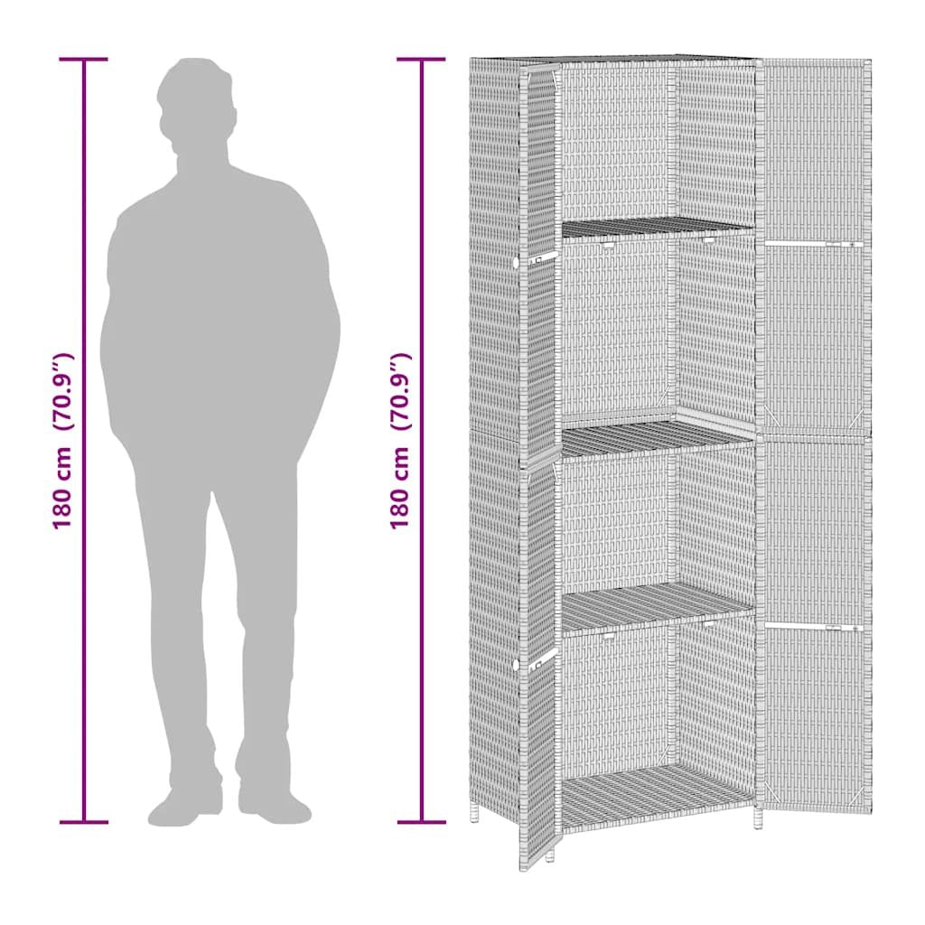Water-Proof Poly Rattan Garden Storage Cabinet with 4 Compartments