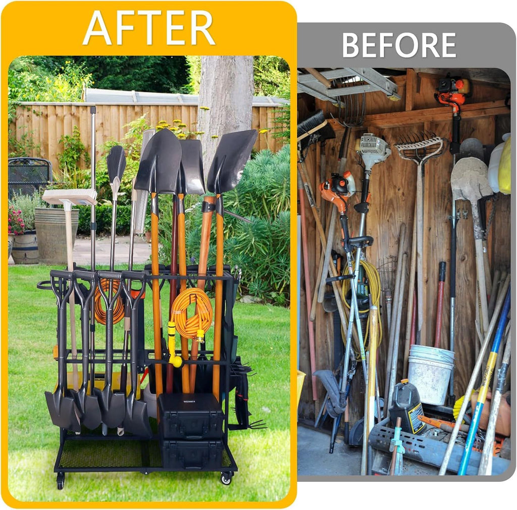 Wheeled Garden Tool Organizer for Garage, Shed, and Yard Storage