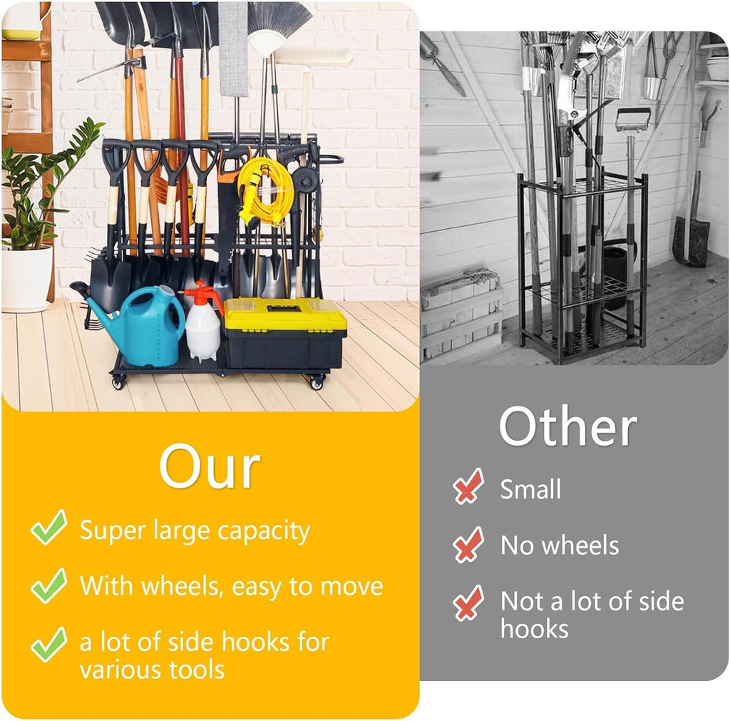 Wheeled Garden Tool Organizer for Garage, Shed, and Yard Storage