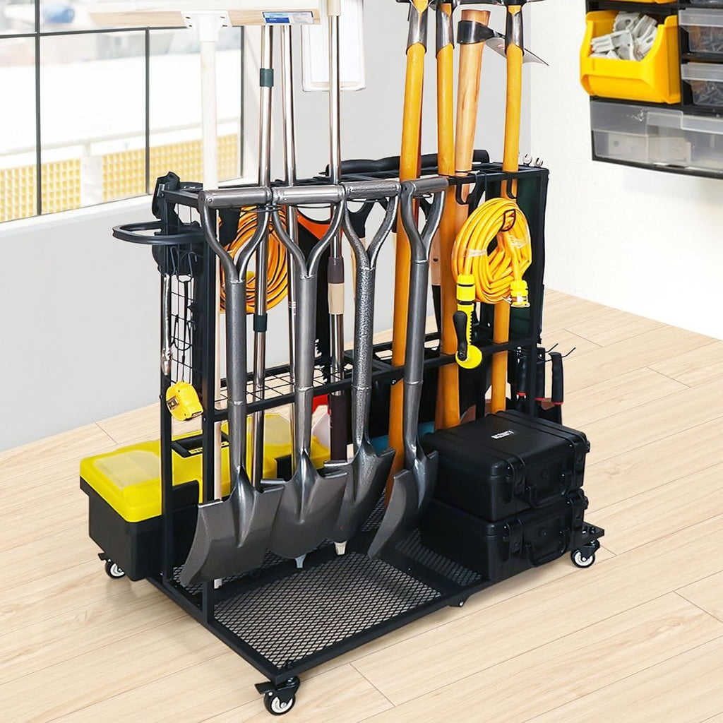 Wheeled Garden Tool Organizer for Garage, Shed, and Yard Storage