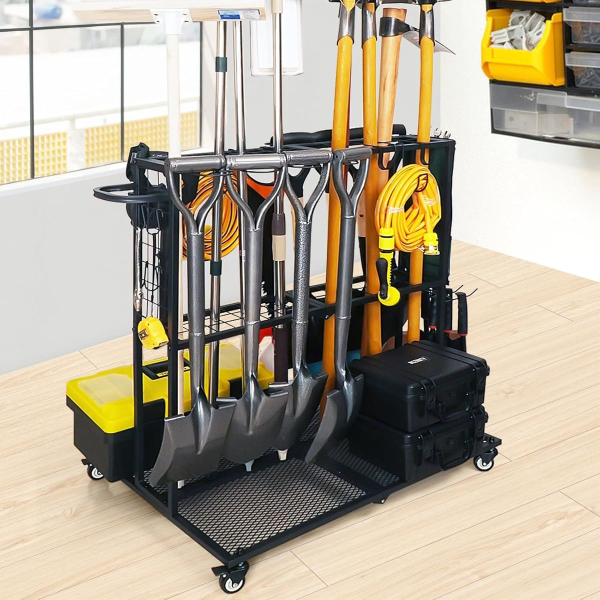 Wheeled Garden Tool Organizer for Garage, Shed, and Yard Storage
