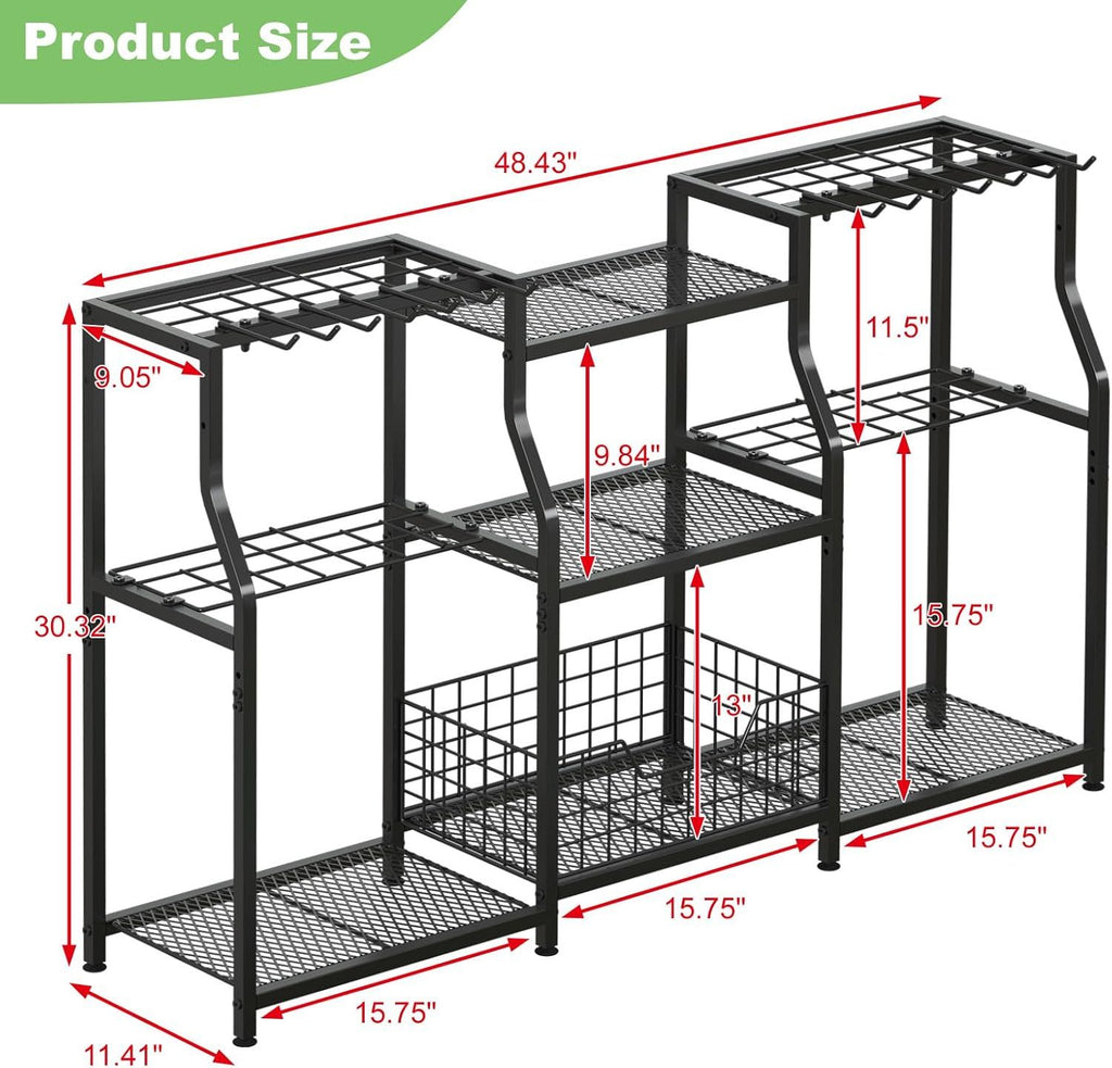 Three-Tier Garden Tool Organizer Tower for Garage and Shed Storage