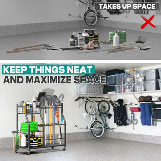 Garden Tool Organizer Stand for Garage and Yard Storage